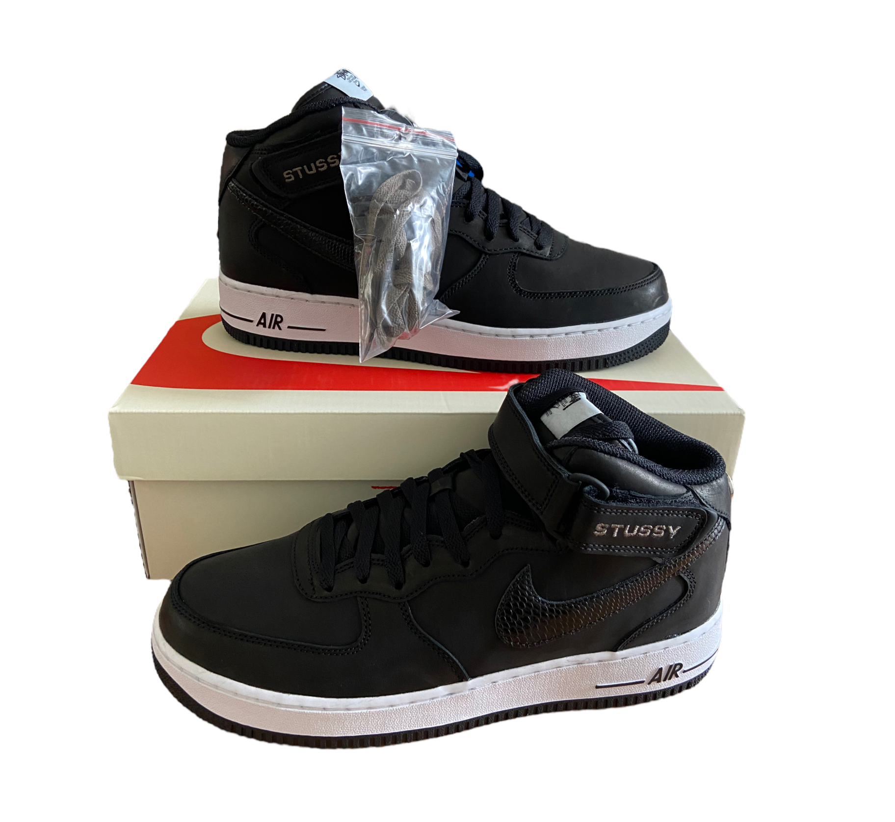 Nike x Stussy - Air Force 1 '07 Mid SP 'Black' - UK 8.5