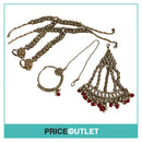 Dhiral's Creations - Gold and Red Necklace, Ring/Bracelet and Headpiece Jewellery Set - BRAND NEW IN BAG