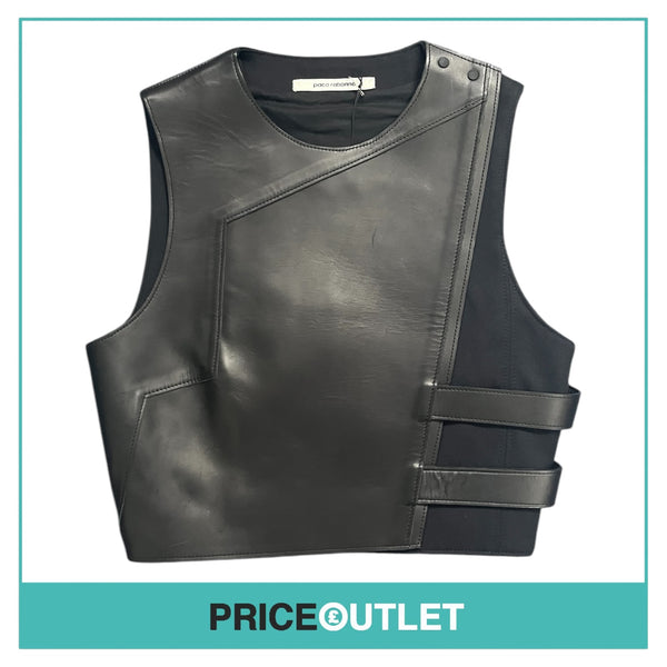 Paco Rabanne - Black Top with Leather Panel - Size 38 - BRAND NEW WITH TAGS
