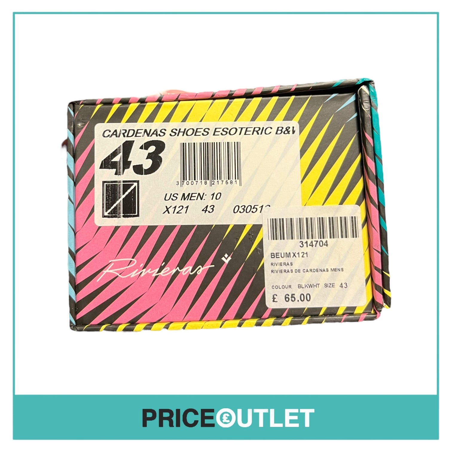 Rivieras - Mens Black and White Print Shoes - Size 43 - BRAND NEW IN BOX