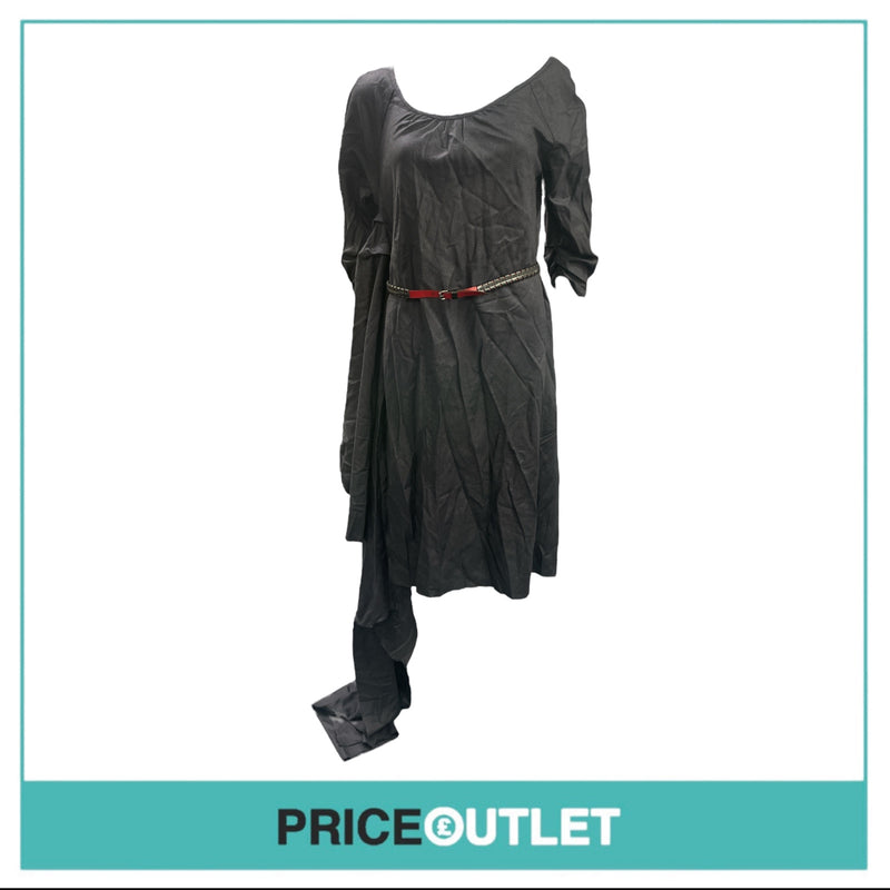 David Szeto - Sari Dress with Black Leather - Size 42 - BRAND NEW WITH TAGS