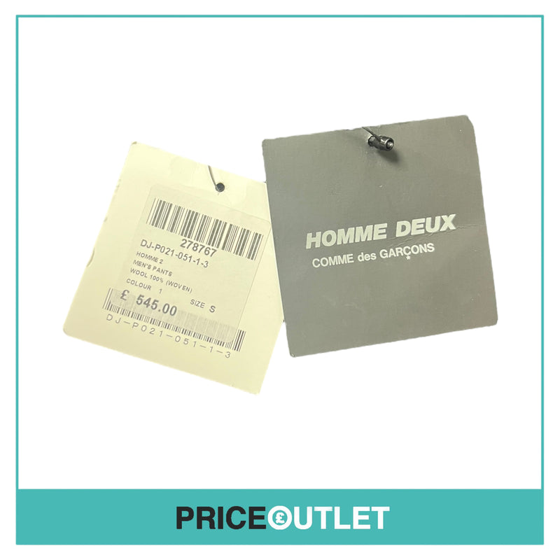 Comme des Garçons Homme Deux - Mens Navy Textured Trousers with Turned Hems - Size S - BRAND NEW WITH TAGS