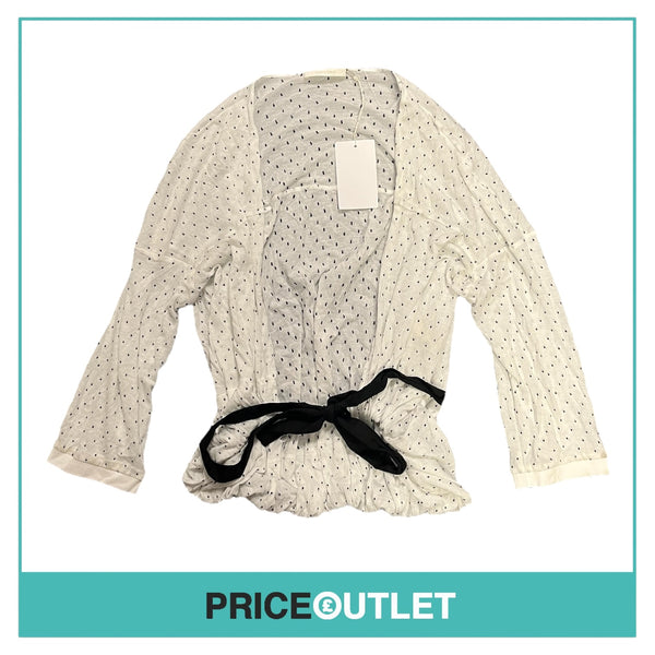 Commuun - Black and White Polka Dot Cardigan with Black Tie - Size 38 - BRAND NEW WITH TAGS