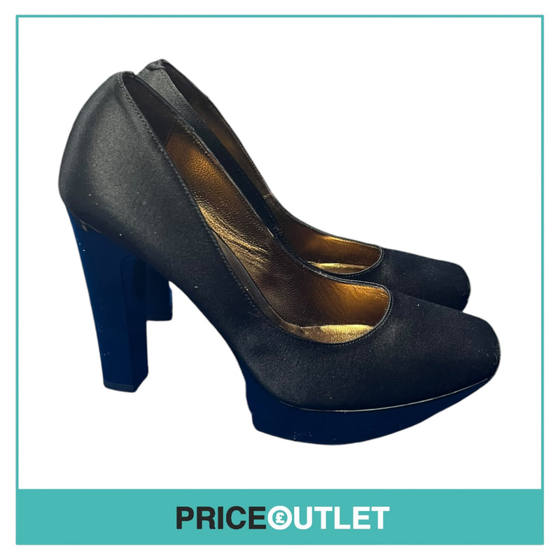 Patrick Cox - Black Satin Square Toe Heels - Size 39 - BRAND NEW WITH TAGS