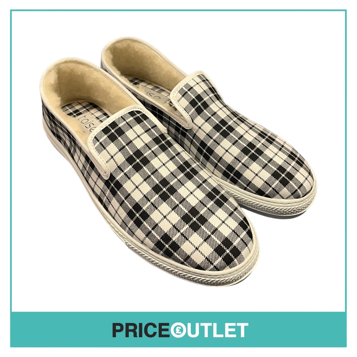 Taise by Souts - Mens Black and White Check Slip-On Shoes - Size 44 - BRAND NEW WITH TAGS