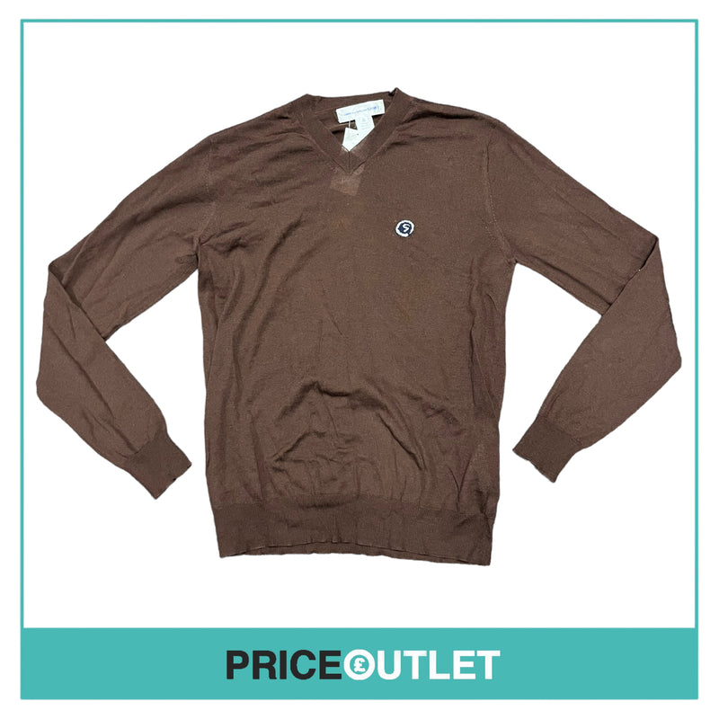 Comme des Garçons Shirt - Brown V Neck Knit Jumper - Size M - BRAND NEW WITH TAGS