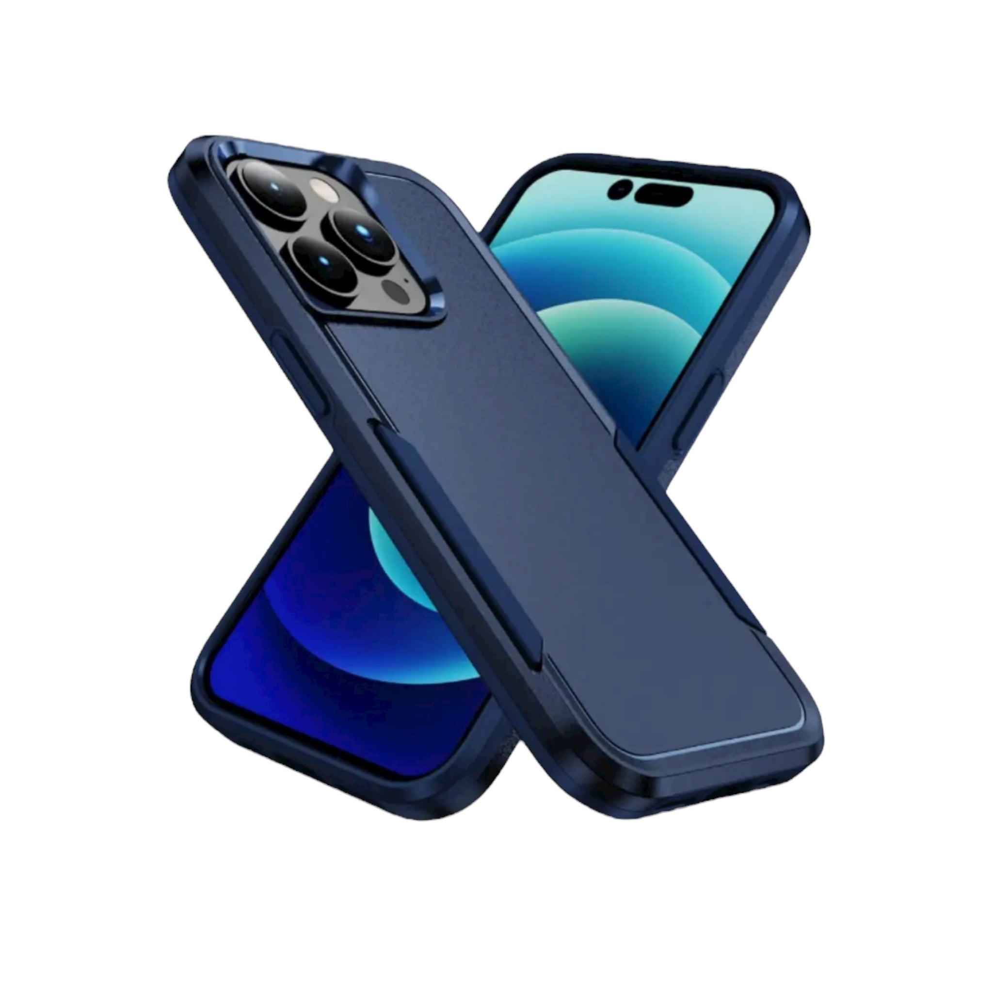 Blue phone case on a white background