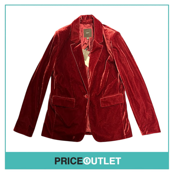 Next - Ladies Burgundy Tailored Velvet Single Breasted Blazer - Size 10 - BRAND NEW WITH TAGS