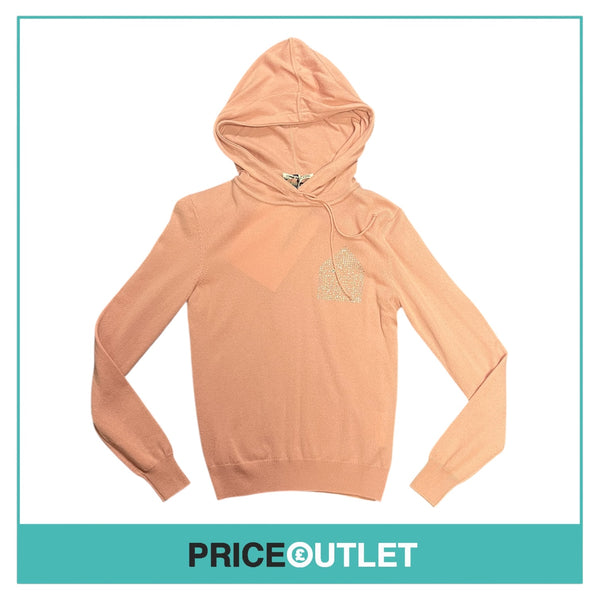 Comme des Garçons - Crystal Journey Ladies Light Pink Knit Hoodie with DSM Embellishment - Size S - BRAND NEW WITH TAGS