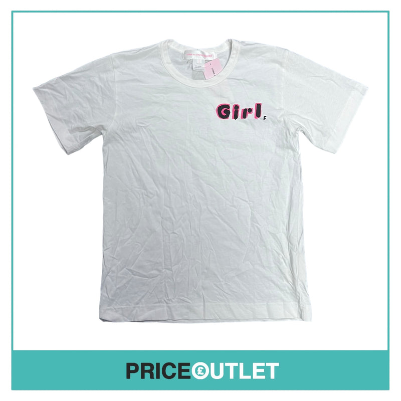 Comme des Garçons Shirt - Ladies White Logo T-Shirt - Size L - BRAND NEW WITH TAGS