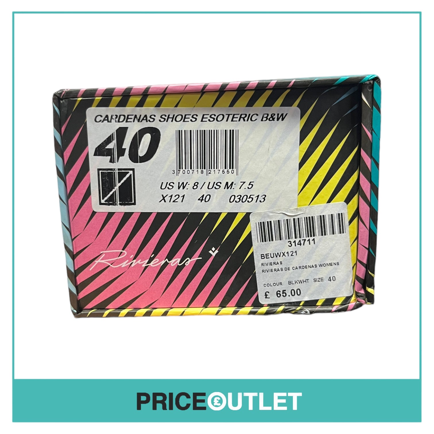 Rivieras - Womens Black and White Print Shoes - Size 40 - BRAND NEW IN BOX