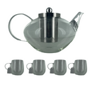 Whittard tea pot + 4 x Whittard Nova double walled mug