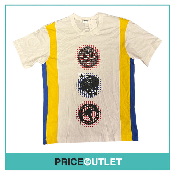 Comme des Garçons Shirt x Star Wars - Mens T-Shirt with Yellow and Blue Stripes - Size XS - BRAND NEW WITH TAGS