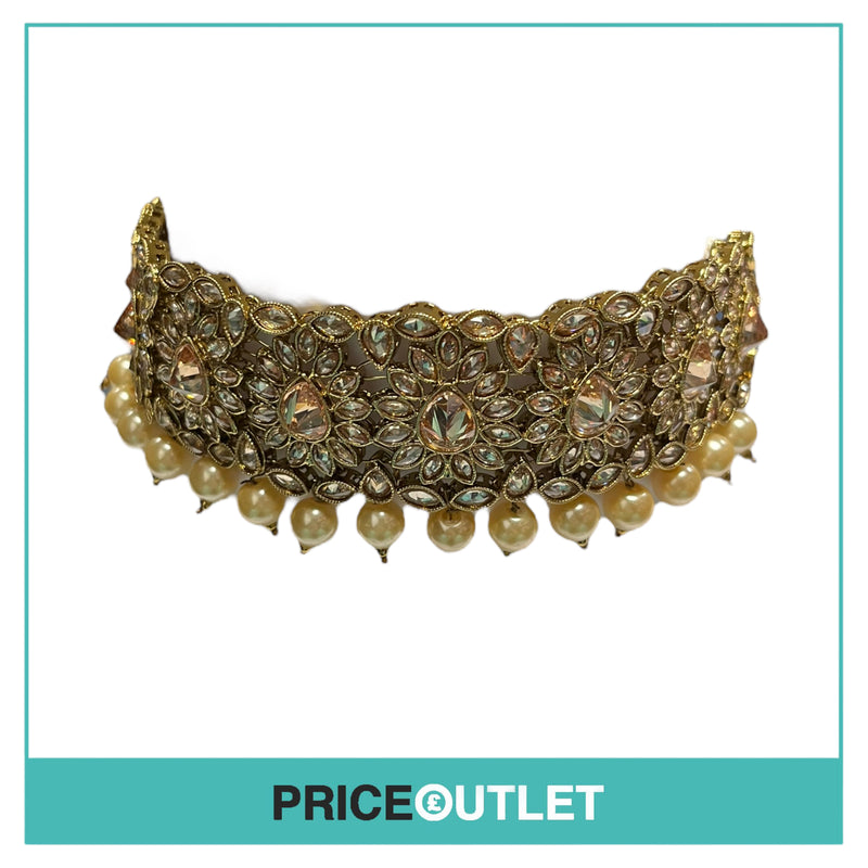 Dhiral's Creations - Gold Earrings, Choker and Headpiece Jewellery Set - BRAND NEW IN BAG