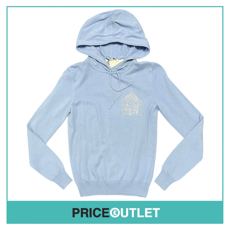 Comme des Garçons - Crystal Journey Mens Light Blue Knit Hoodie with DSM Embellishment - Size M - BRAND NEW WITH TAGS