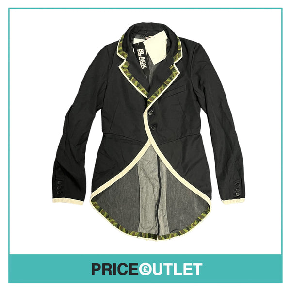 Comme des Garçons Black - Ladies Black Blazer with White and Camo Binding - Size M - BRAND NEW WITH TAGS