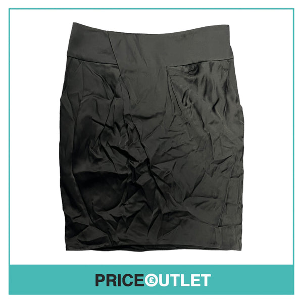 Alexander Wang - Black Satin Skirt with Drape Over Waist - Size 4 - BRAND NEW WITH TAGS