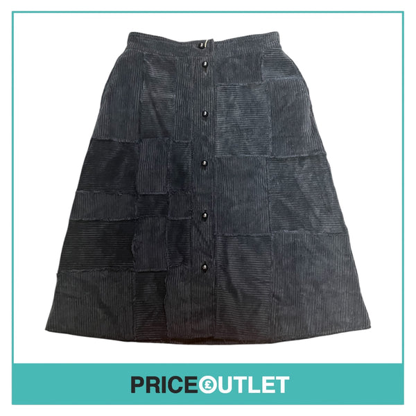 Steventai - Navy Corduroy Patchwork Skirt with Buttons - Size L - BRAND NEW WITH TAGS