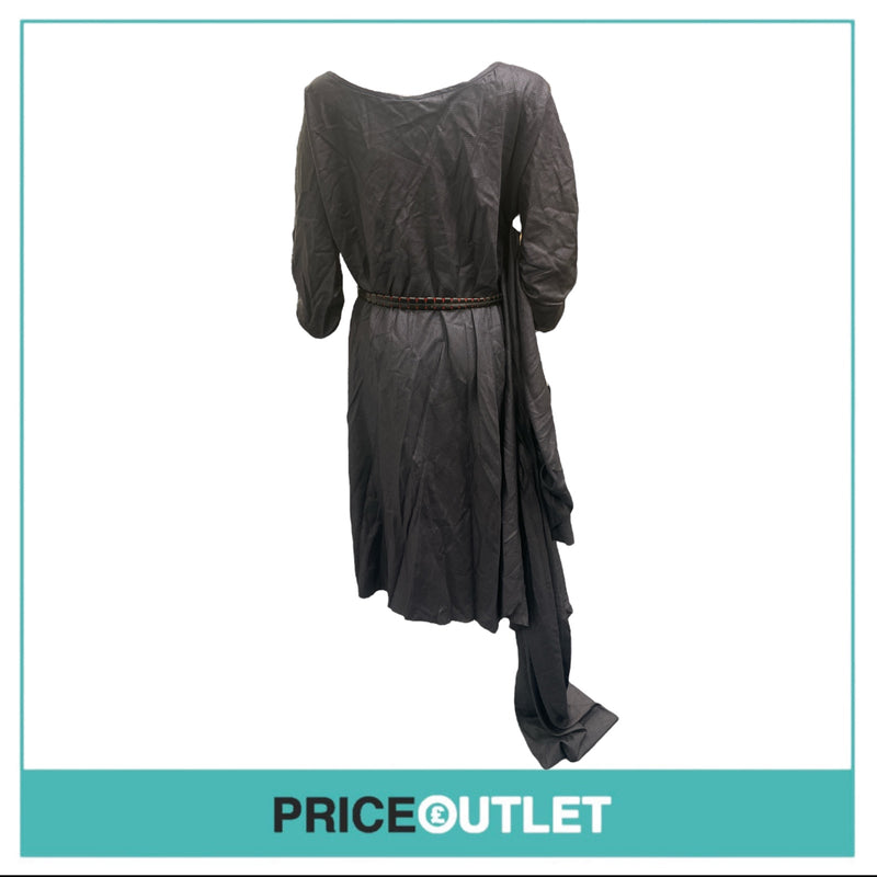 David Szeto - Sari Dress with Black Leather - Size 42 - BRAND NEW WITH TAGS