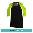 Thierry Colson - Black Velvet Dress with Green and Blue Sleeves - Size S - BRAND NEW WITH TAGS
