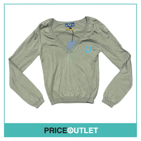 Fred Perry - Peter Jenson Khaki V Neck Jumper - Size 8 - BRAND NEW WITH TAGS