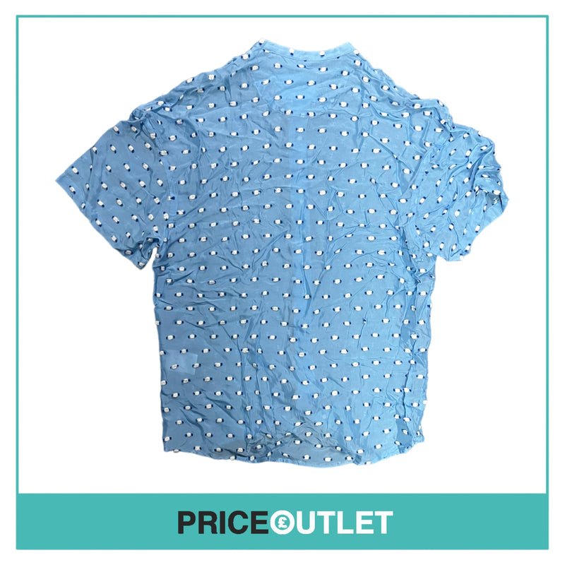 Julien David - Light Blue Shirt with Felt Polka Dots - Size M - BRAND NEW WITH TAGS
