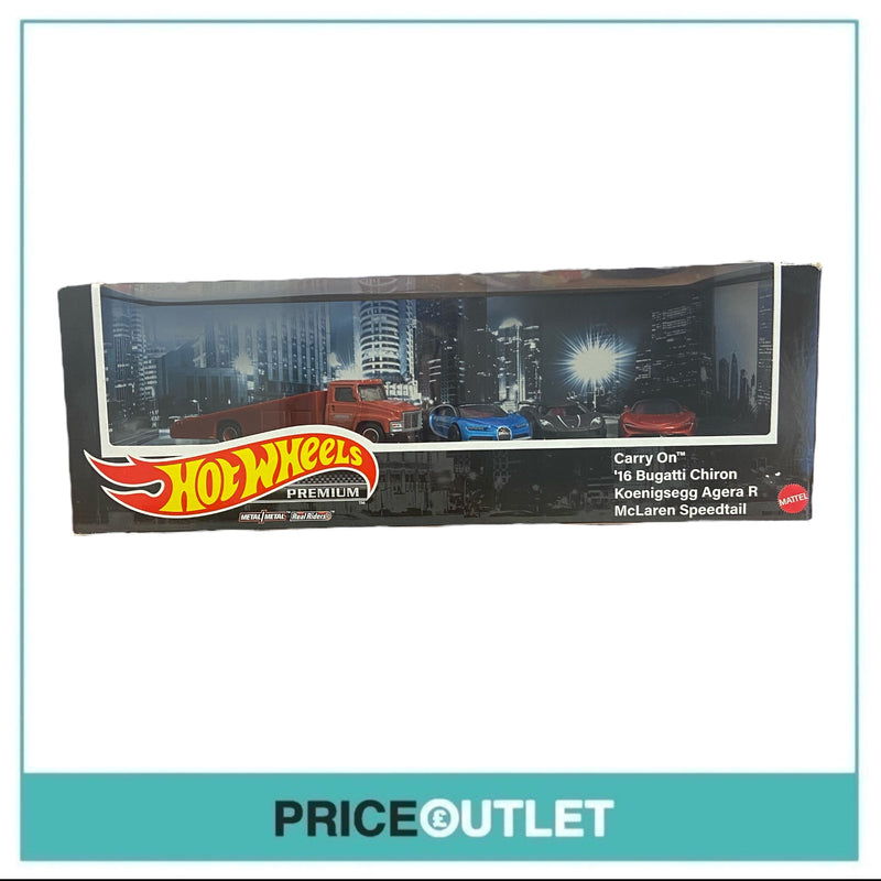 Hot Wheels Premium - Bugatti, Koenigsegg, McLaren & Carry On Collector's Set - Damaged Box