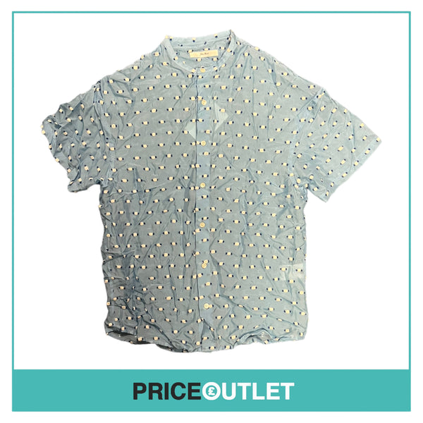 Julien David - Light Blue Shirt with Felt Polka Dots - Size M - BRAND NEW WITH TAGS