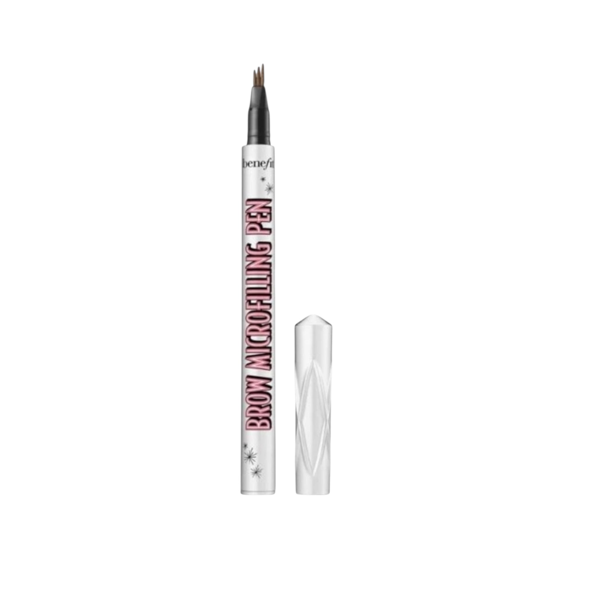 Eyebrow micropigmenting pen with cap on a white background