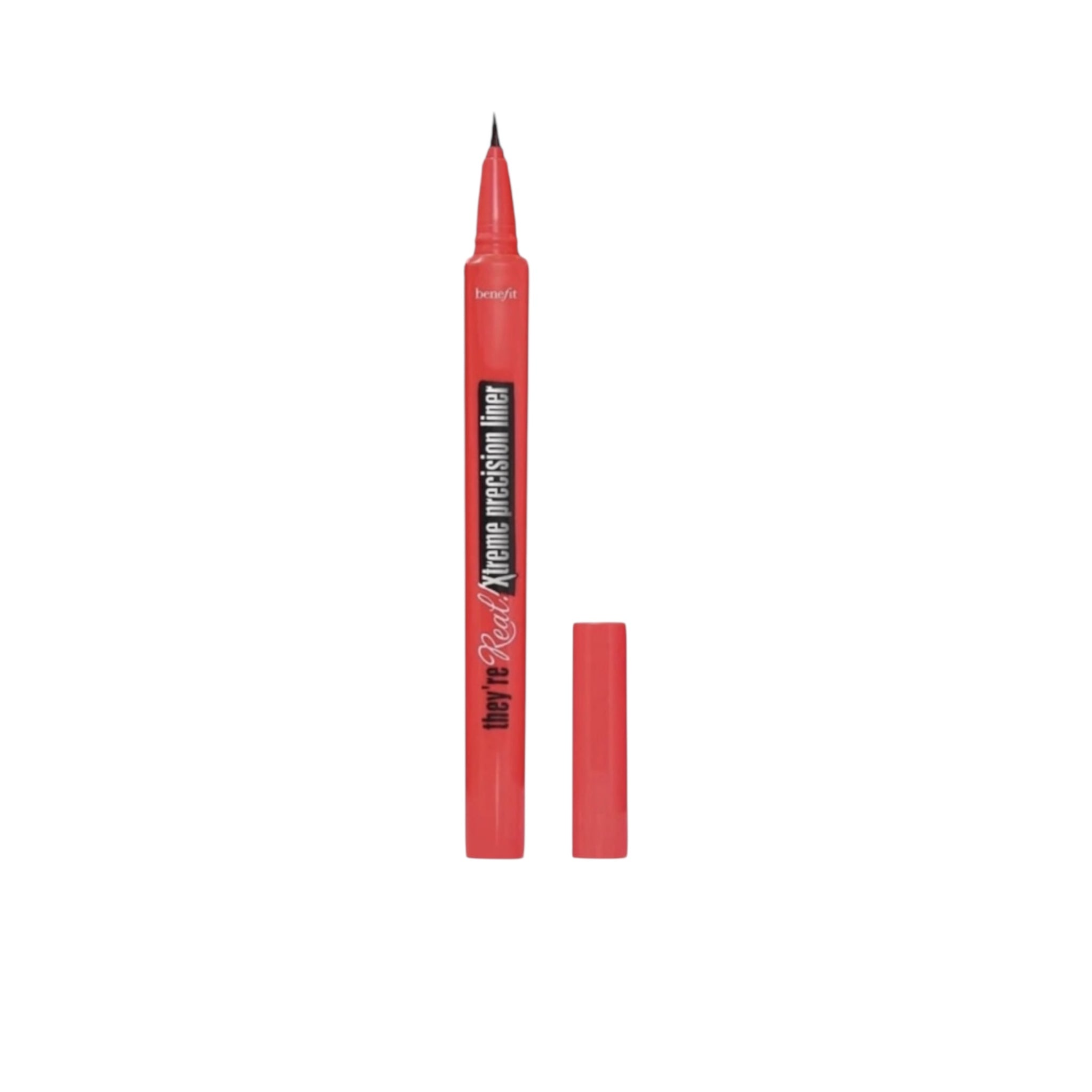 Red eyeliner pen with cap on a white background