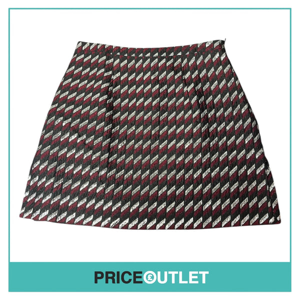 Christopher Kane - Black Red and Silver Textured Jaquard Mini Skirt - Size 10 - BRAND NEW WITH TAGS