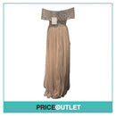 Maya Deluxe - Taupe Blush Bardot Embellished Maxi Dress - Size 16 - BRAND NEW WITH TAGS