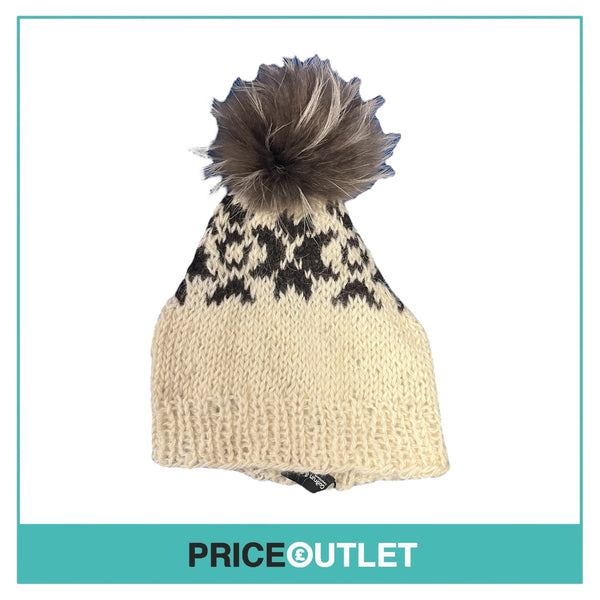 Gudrun & Gudrun - Cream and Brown Bobble Hat - Size OS - BRAND NEW WITH TAGS