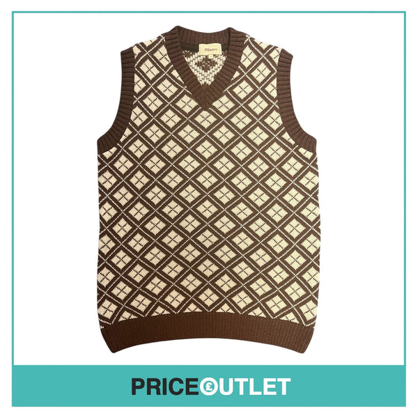 Manors Golf - Argyle Vest - Brown - Size S - BRAND NEW