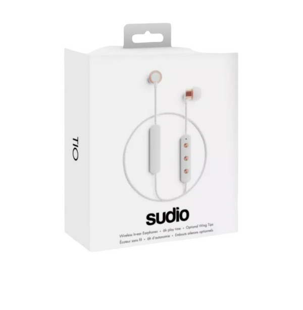 Sudio TIO Wireless Bluetooth Rechargeable Stereo Gym Headphones Earphones - White - BRAND NEW