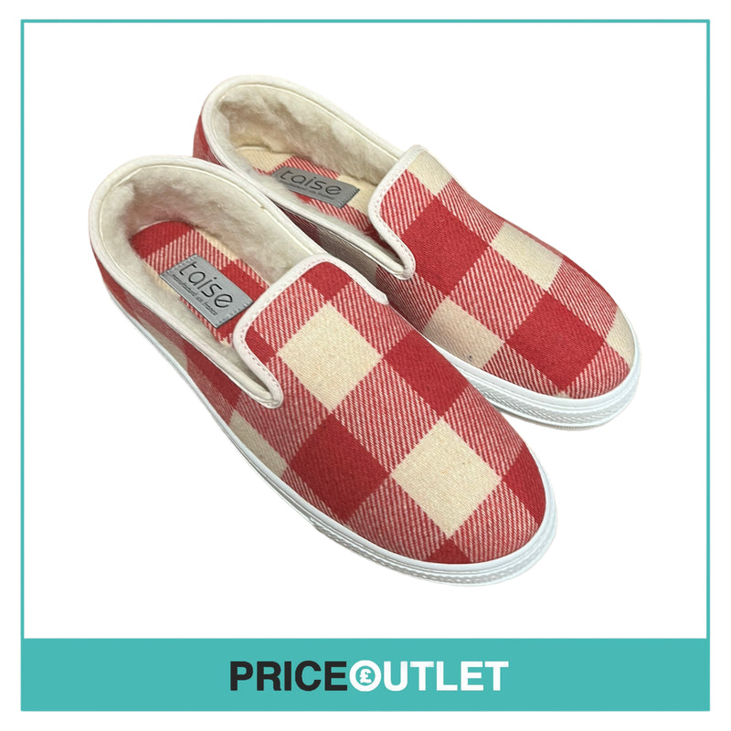 Taise by Souts - Mens Check Roses Fleece Lined Slip-On Shoes - Size 42 - BRAND NEW WITH TAGS