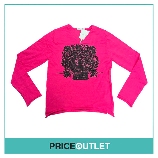 Comme des Garçons  Jingle Flowers - Womens Pink Jumper - Size M - BRAND NEW WITH TAGS