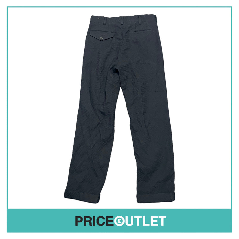 Comme des Garçons Homme Deux - Mens Navy Textured Trousers with Turned Hems - Size S - BRAND NEW WITH TAGS