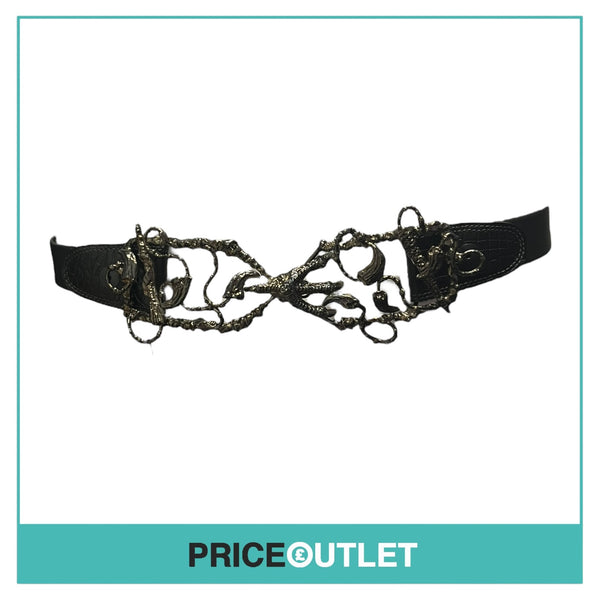 Rodarte - Black Leather Belt with Metal Claw Fastening - Size S - BRAND NEW WITH TAGS