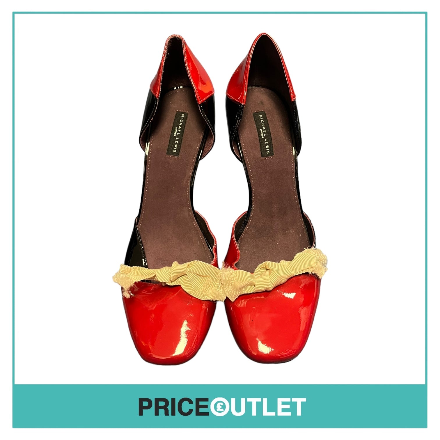 Michael Lewis - Red and Black Heels with Knot Detailing - Size 41 - BRAND NEW