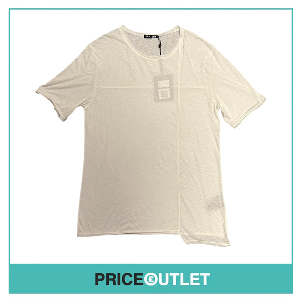 BLK DNM - White T-Shirt with Asymmetrical Hem - Size M - BRAND NEW WITH TAGS