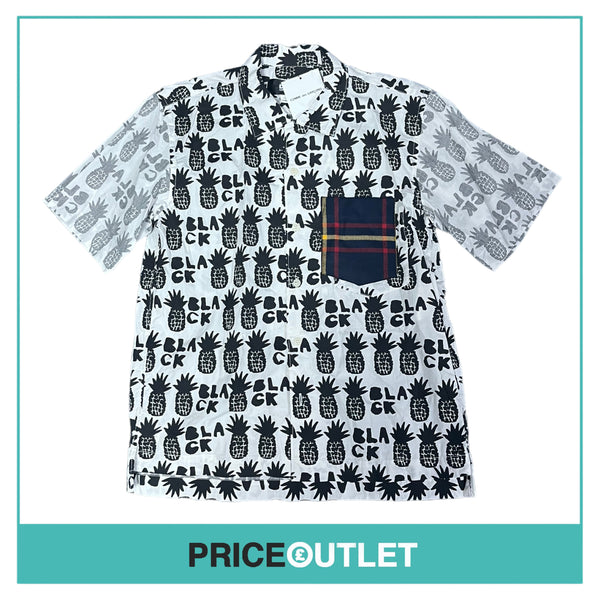 Comme des Garçons Black - Black and White Pineapple Print Shirt with Tartan Pocket - Size S - BRAND NEW WITH TAGS