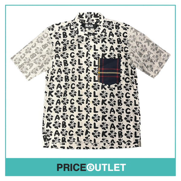 Comme des Garçons Black - Black and White Floral Print Shirt with Tartan Pocket - Size S - BRAND NEW WITH TAGS