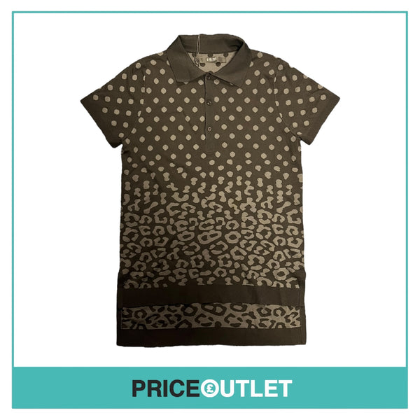 Sibling - Black and Grey Leopard Print Polo Shirt - Size S - BRAND NEW WITH TAGS