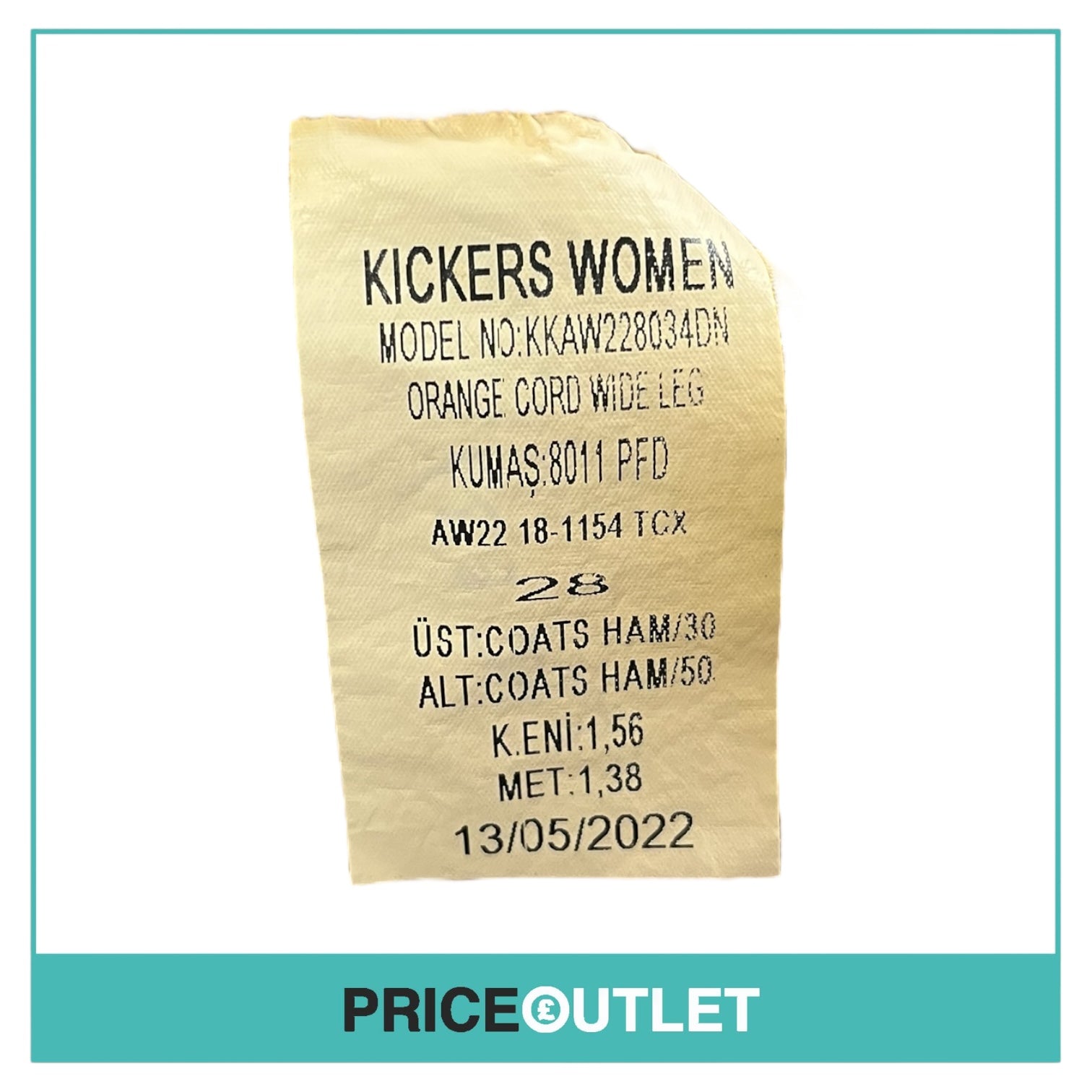 Kickers - Womens Mustard Yellow Wide Leg Cord Trousers - Size 28 - BRAND NEW