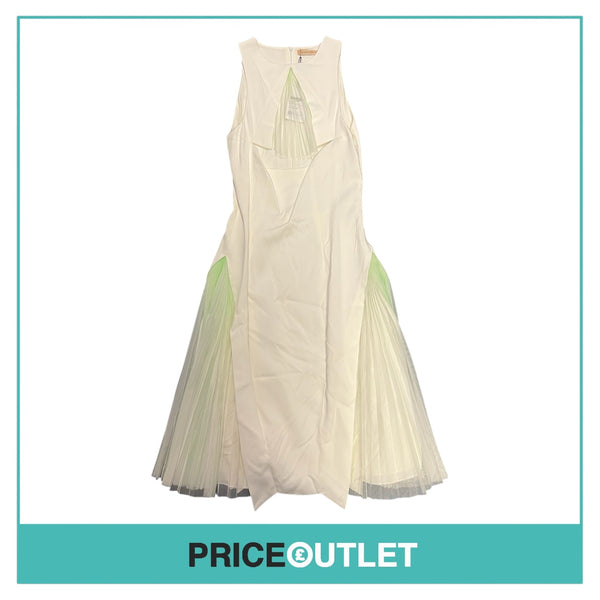 Christopher Kane - White Dress with Mint Pleat Details - Size 10 - BRAND NEW WITH TAGS