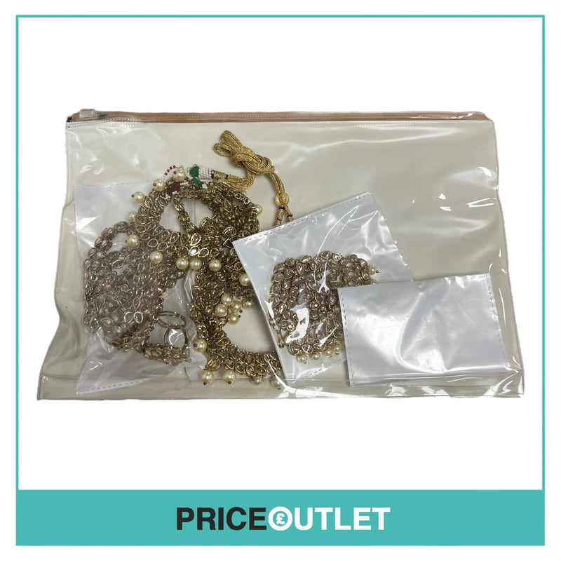 Dhiral's Creations - Gold Necklace, Bracelet/Ring and Headpiece Jewellery Set - BRAND NEW IN BAG