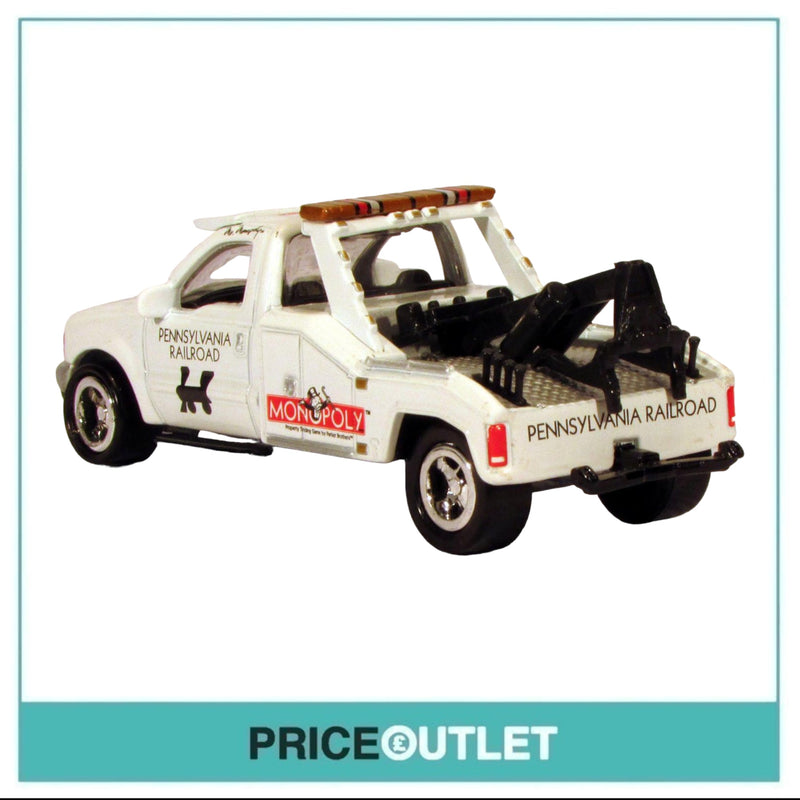 Johnny Lightning - Monopoly Pennsylvania RR '00 Ford F-450 Tow Truck (White) - Damaged Box