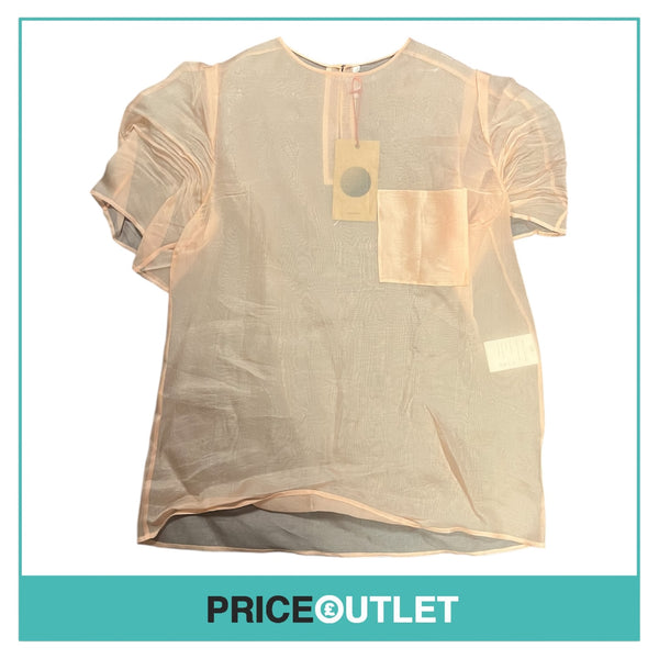Aganovich - Peach Silk Organza Top with Pocket - Size 38 - BRAND NEW WITH TAGS