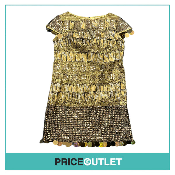 Zandra Rhodes - Gold Printed Sequin Dress - Size M - BRAND NEW WITH TAGS